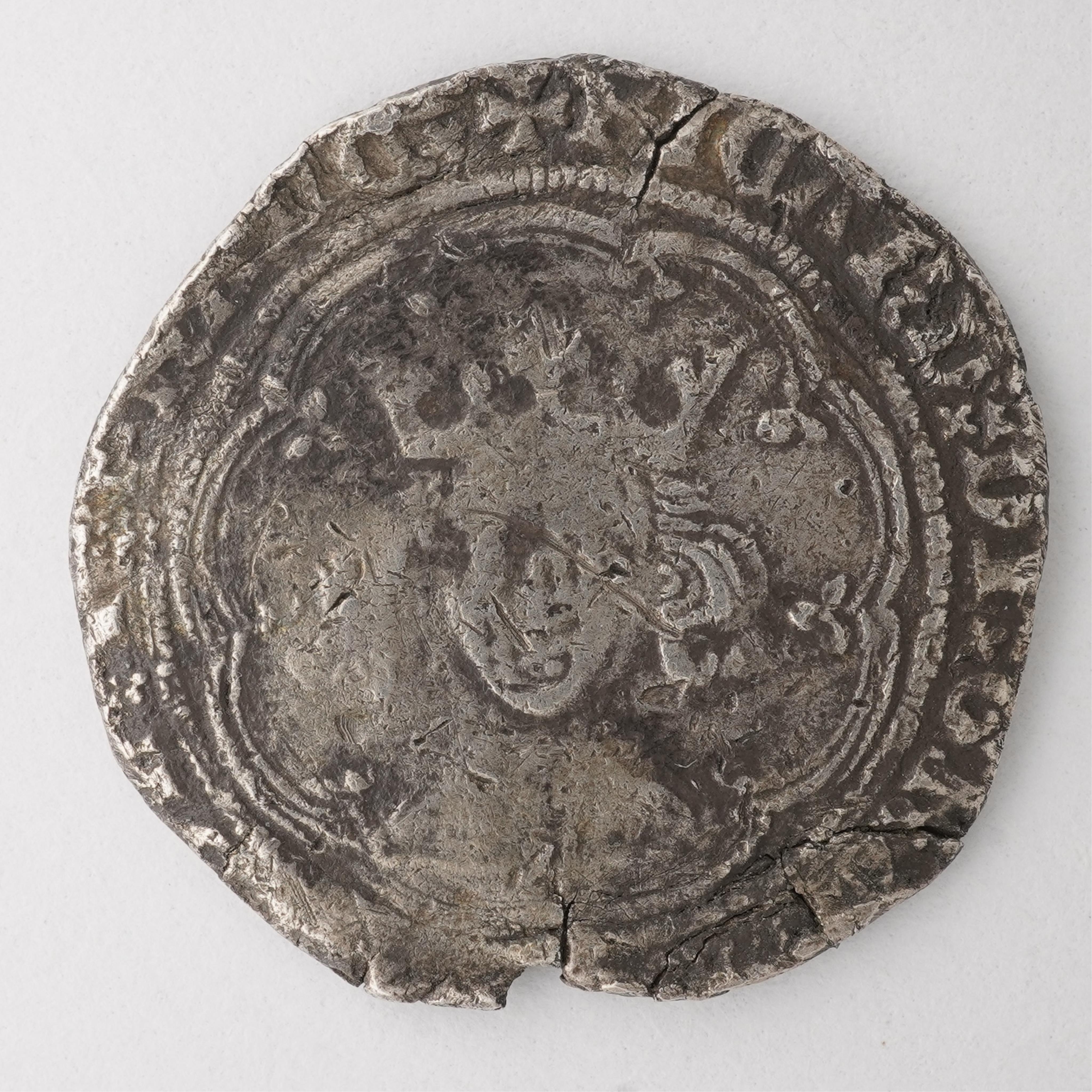 British hammered coins, Richard II (1377-99), silver groat, London type II/III mule, mm. cross pattée, 4.2g, S. 1679/1680, irregular split flan, near fine, ex. Coincraft